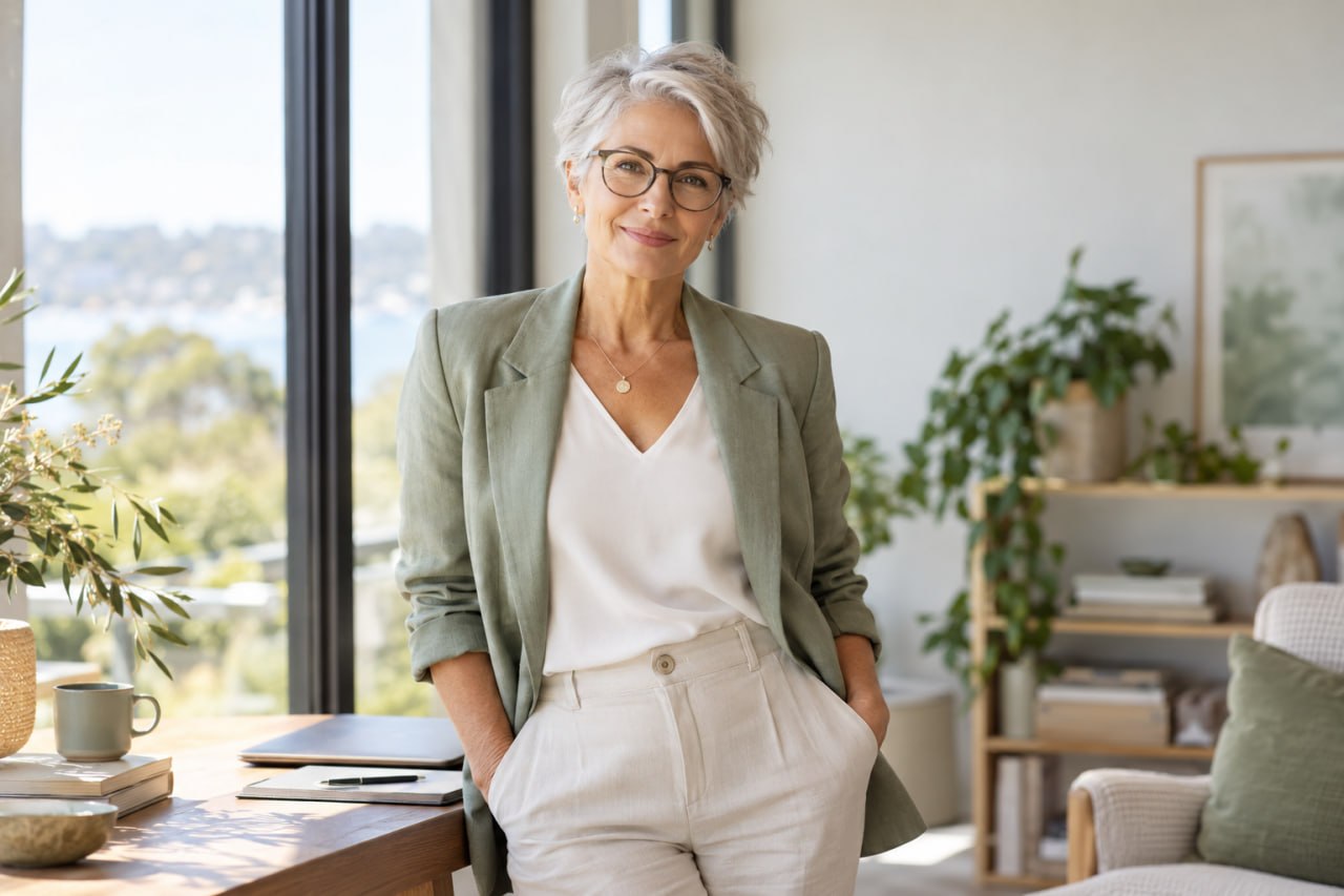 Corporate professional woman working in a modern office environment
